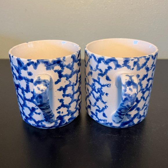 Set of 2 GIBSON Blue Spongeware Mugs ~ Cottagecore  ~ Farm Kitchen ~ Sponge - Picture 2 of 9